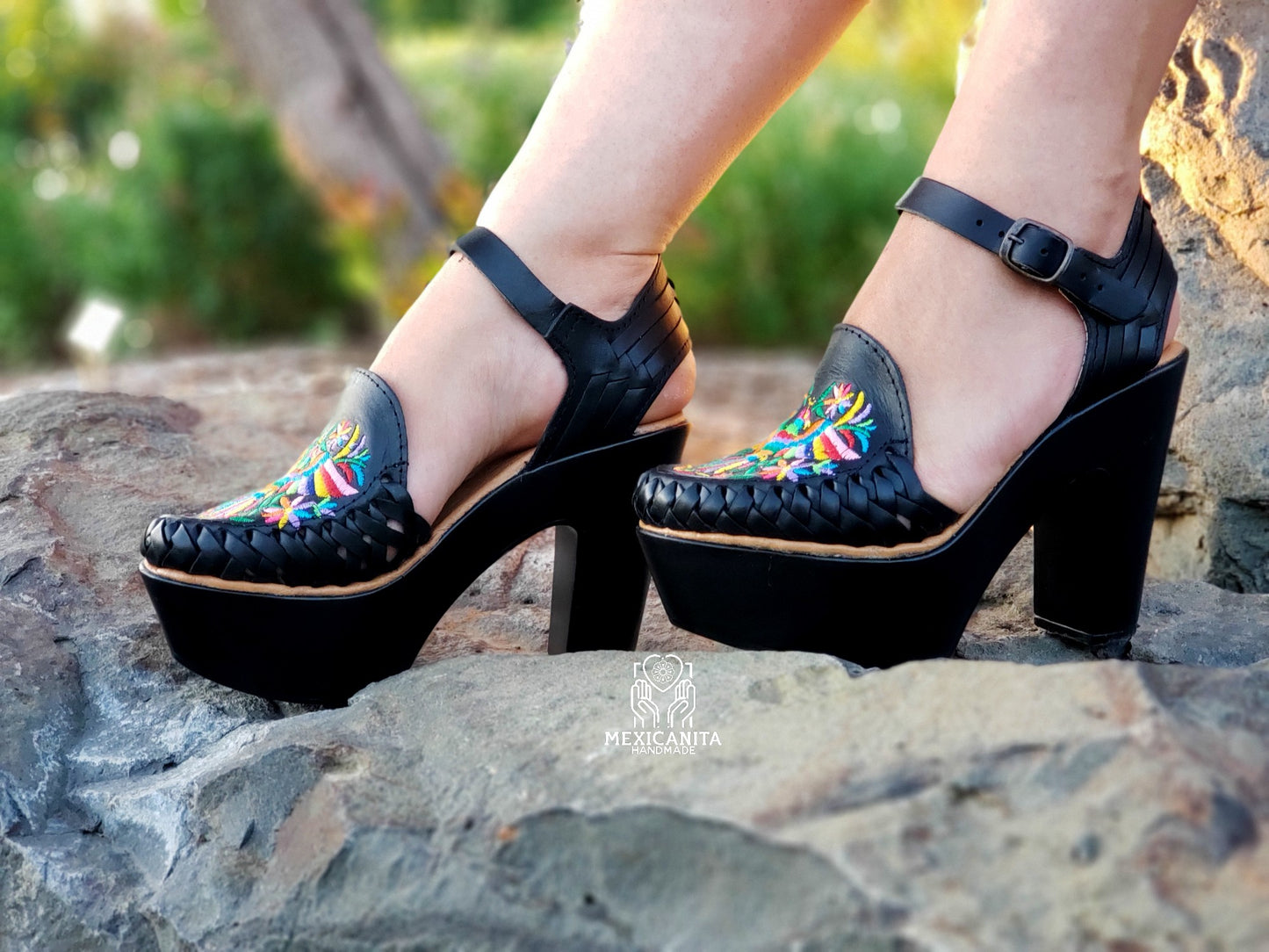 Mexican tenango shoes, high heels