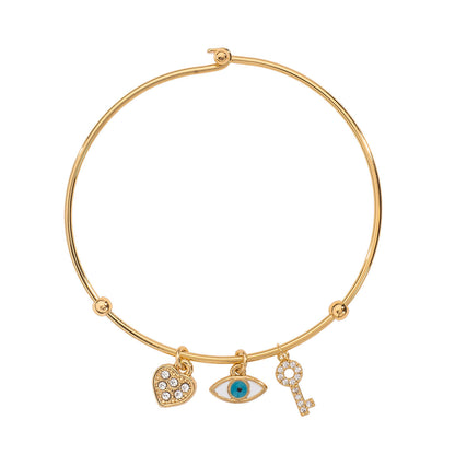 Pulsera de mal de ojo, corazón y llave|| Pulsera de mal de ojo||Ojo turco