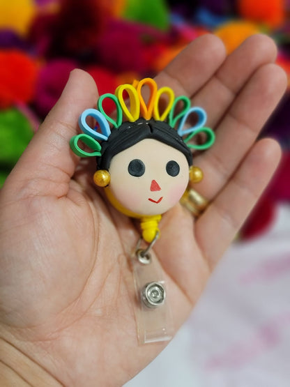 Muñeca Lele || Mexican Lele doll badge reel