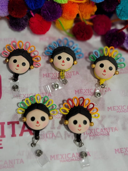 Muñeca Lele || Mexican Lele doll badge reel