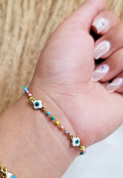 Multicolor evil eye bracelet||Ojo turco charm||Evil eye charm