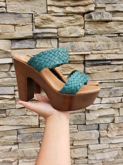 Oregon Mexican wedges//High heel huarache//Mexican huarache//Mexican wedge sandal//Mexican heels//Women's high heels//Emerald color