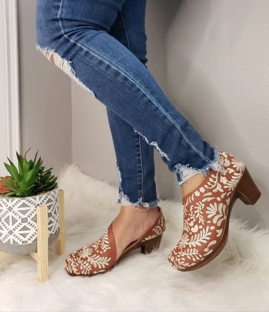 Stella low heel||embroidered Mexican wedges/Mexican huarache||Mexican heels//Huarache mexicano||Mexican sandal||huarache