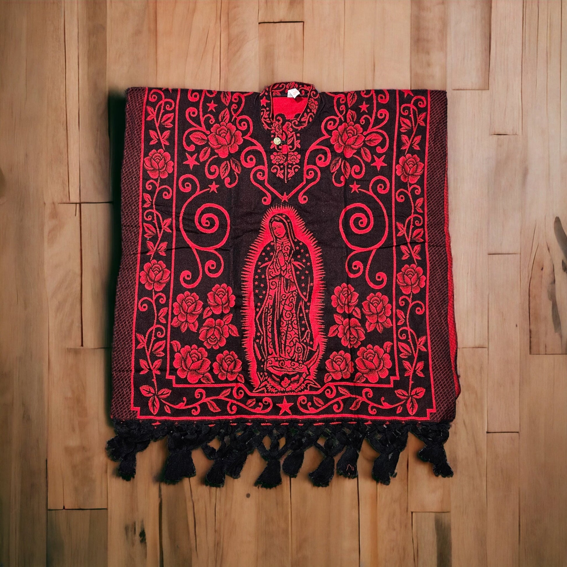 Virgen de guadalupe gaban, poncho con la virgen de guadalupe, mexican shawl, rebozo mexicano