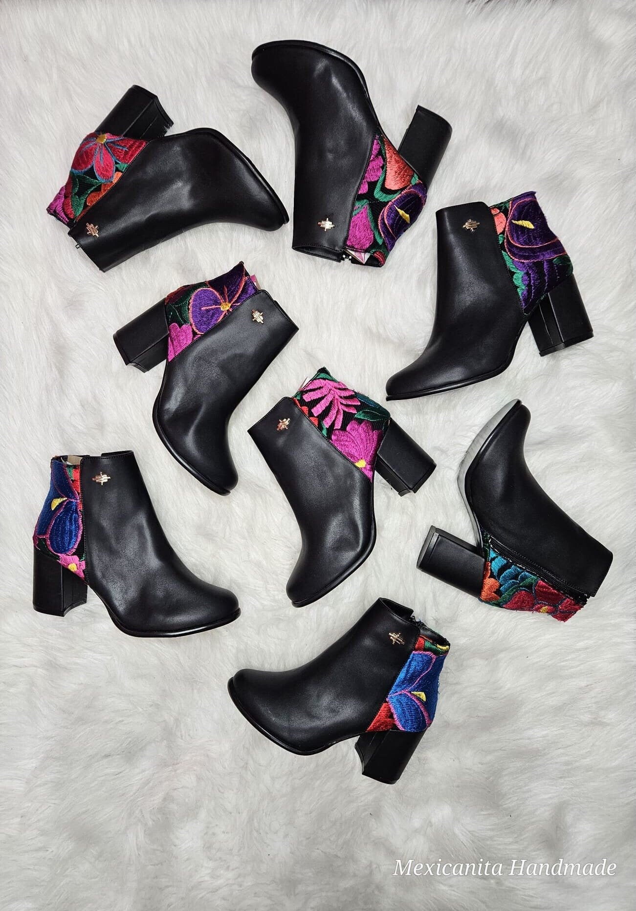 Leather embroidered clearance ankle boot