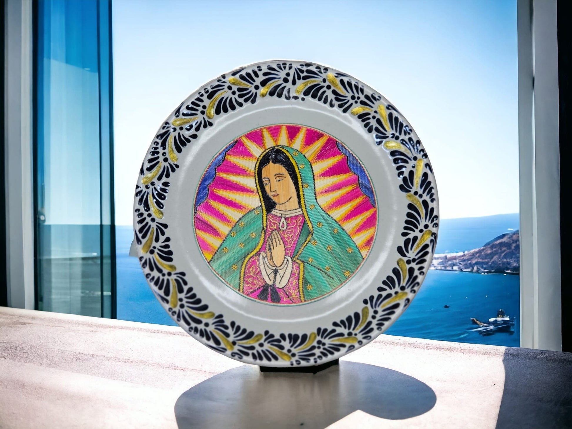 Virgin of Guadalupe decorative plate||Virgen art||Talavera pottery||Virgen de guadalupe talavera||Gift for Mom|| collectible plates